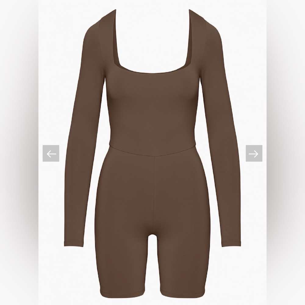 Aritzia Babaton Brown Long Sleeve Romper – Size Large - Picture 6 of 8